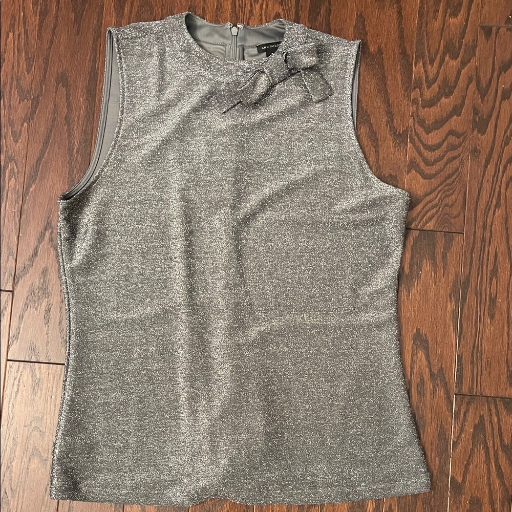 Ann Taylor Shimmering Silver Sleeveless Blouse